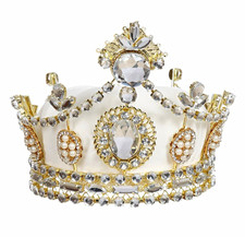Mark Roberts Royalty Crown Tiara Gold Clear Rhinestone Faux Pearl W/Tag picture