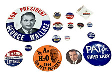 Political Presidential Campaign Pins Buttons Lot Nixon Wallace Goldwater Ike picture