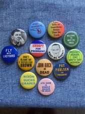 N.O.S. 60's-80’ss US Election  Campaign 13 Pinback Button Badge Collection picture
