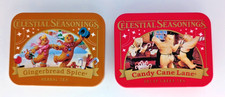 CELESTIAL SEASONINGS-2 Miniature Tea Tins, Candy Cane & Gingerbread (NEW/empty) picture
