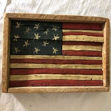 Historic Wood Flag From 1783 Berks Cty Cabin 1860 Wood Co. Bernville PA 1997 picture