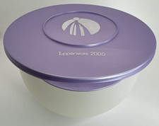 Tupperware Impressions Bowl #3093 2.5 L Container Metallic Purple 2000 Logo VTG picture