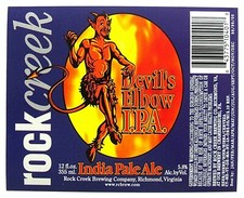 Rock Creek Brewing DEVIL'S ELBOW I.P.A. beer label VA 12oz Best by '98-00 picture