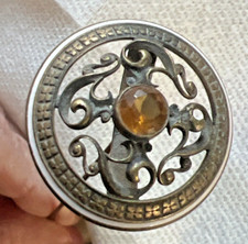 Antique Open Scroll Yellow Stone Enamel Hatpin 10