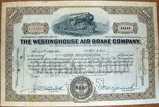 Stock certificate Westinghouse Air Brake Comp. Pennsylvania 100 shares, 1940's picture