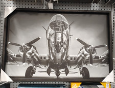 Framed Black & White Aircraft Aviation Photograph, Landscape Wall Art, 1 Piece picture