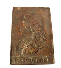 ANTIQUE BRONZE PORTRAIT F.V. SCHILLER 1759. gest 9. MAY 1805 PLAQUE 55MM X 37MM picture