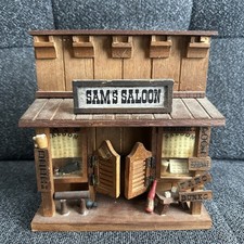 Vintage 1978 Enesco Sam’s Saloon Wooden Miniature Diorama Old West Bar Decor picture