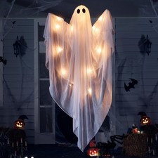 JOYIN Halloween Hanging Light up Ghost, 47” White Ghosts with Warm White LED Lig picture