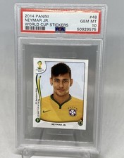 2014 World Cup Stickers Neymar Jr PSA 10 ROOKIE RC #48 Brasil  POP 18 picture