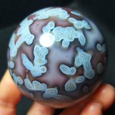 RARE 206G Natural Polished Colorful Scarlet Banded Agate Ball Healing A4708 picture