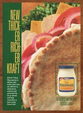 1987 Kraft Real Mayonnaise Vintage Print Ad/Poster Retro Food Snack Art Décor  picture