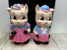Vintage Rare Chalkware Porky Pig And Petunia Banks Carnival Prize Mould #200 picture