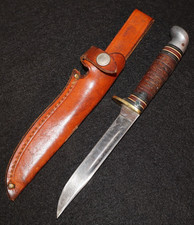 Vintage Western Fixed Blade Hunting & Utility Knife Red Spacers Boulder Colorado picture