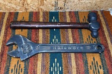 Vintage Hardware Store Display Advertising Adjustable Wrench & Hammer Chalk Ware picture
