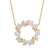 Round Cut White Diamond 14K Yellow Gold Over Circle Shaped Pendant 18