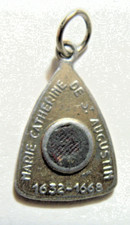 antique catholic Saint Marie Catherine de St Augustine relic pendent 54463 picture