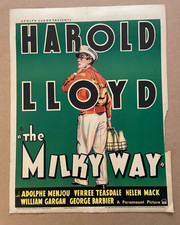 Vintage 1935 MILKY WAY Cardboard Movie Sign Harold Lloyd Milk Bottle Man picture
