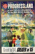 ORIGINAL RARE HTF Progressland Disney World’s Fair 1964-65 LARGE Poster picture
