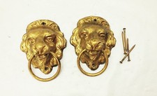 Vtg Gilbert mantel wind up clock side decorative handles ornament lion head picture
