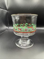 1987 Vintage Arby's Libbey Christmas Holly Berry Parfait Glasses, Set Of 18 picture