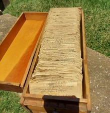 Lot Hundreds Antique 1940's Paper Prescriptions Pharmacy Medical RX Handmade Box picture