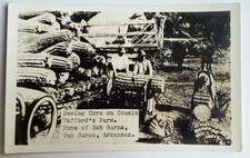 c1940s RPPC Sawing Corn On Cousin Wafford's Farm Van Buren AR Exaggeration  picture