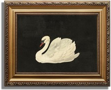 KBKBART Vintage Framed Wall Art for Living Room, White Swan Vintage Painting ... picture