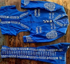 Authentic Vintage Men’s Mariachi Traje de Charro Suit – Blue with Silver Details picture
