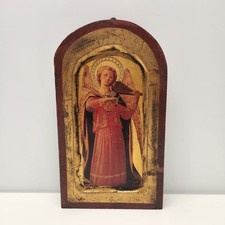 VTG Florentia Italian Gilt Wood Wall Plaque Fra Angelico Renaissance Angel Art picture