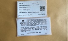 CAIRNS N6A Leather Fire Helmet Replacement Label + Compliance Sticker Combo picture