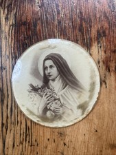 St. Theresa of Lisieux Convex Bubble Glass Picture Vintage Antique VTG picture