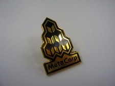 Vintage MetaCorp Lapel Pin System Shock Video Game Promo Gold Tone Black Enamel picture