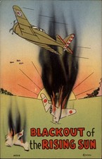 WWII anti-Japan plane shot down linen Keep Em Flying war bonds MWM postcard w650 picture