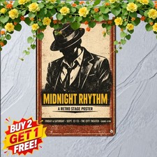 High Contrast Black White Vocalist Portrait Metal Tin Sign Wall Decor picture