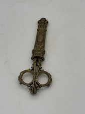 Antique German Sewing Metal Scissors in Brass Sheath Case RARE Brought Back WW2 picture
