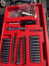 78pc Sears Craftsman USA 1/4” Socket Set In Red Tray Most New +Drive Handle picture
