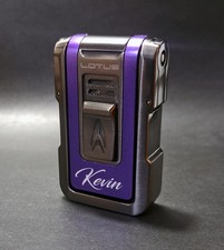 Lotus Axis Flat Flame Cigar Lighter | 2 Fold Out Punch Cutters | Custom Engraved picture