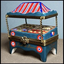 Vintage French Limoges Porcelain Fruit Stand Market Trinket Box Peint Main Decor picture