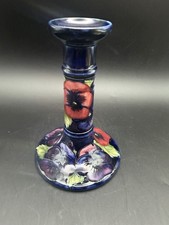 Moorcroft Pansy Pattern Pottery Candlestick 6.25” Made in England picture