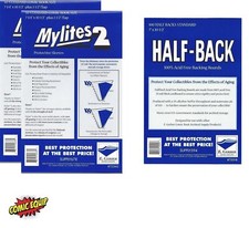 100 Mylites2 STANDARD Mylars Bags & Half Back Comic Boards 725M2/700HB E. Gerber picture