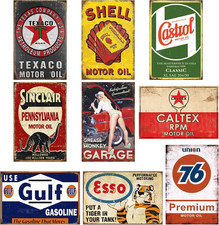 9 PCS Vintage Metal Tin Garage Signs, Retro Oil & Gas Station Wall Decor for Man picture
