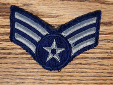 WWII US Air Force Senior Airman Chevron Blue/Silver 3 Stripes 1 Star Patch picture