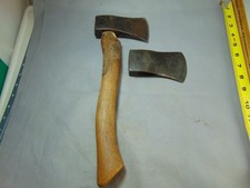 2 Vintage Antique Single Bit Camp Axe Hatchets Forged Head - Unmarked picture