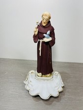 HTF Vtg Napco St. Francis Holy Water Trinket Dish Figurine CHIP F-620 ✅📝 picture