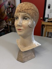 Mannequin Head 15” Art Deco Hat Rarity Model Cork-Wood-Plaster $595 picture