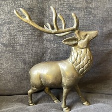 The Vintage Gold Deer Figurine Sculpture Deer Brass Animal picture