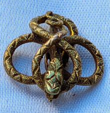 Antique Victorian 18ct Gold Coiled Serpent Snake Stickpin 14ct Gold Stem picture