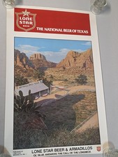 Vintage 1974 Lone Star Beer Poster Jim Franklin Armadillo Texas Ol Blue Longneck picture