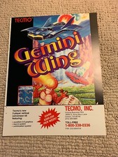 ORIGINAL vintage 1988  11- 8.5'' Gemini Wing Tecmo arcade video game AD FLYER picture